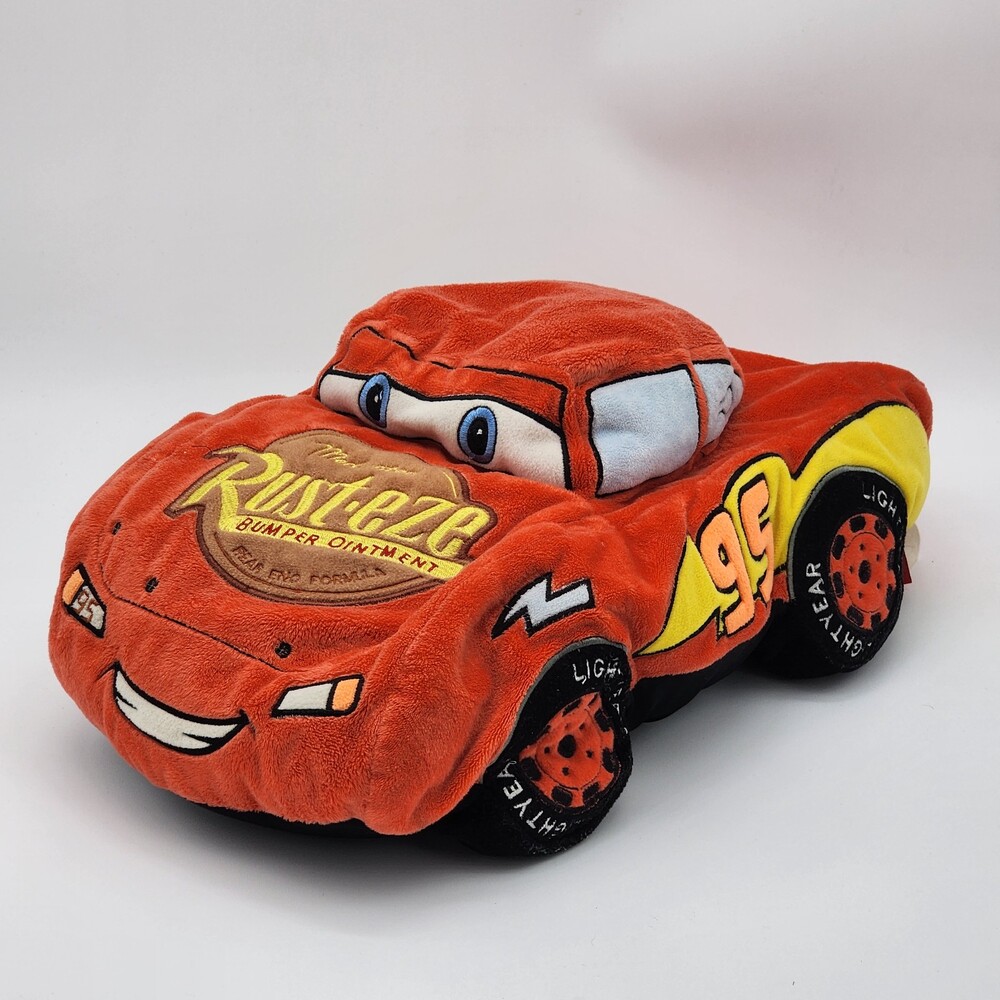 Disney Pixar Cars Lightning McQueen Beanbag Pillow Plush 18" Race Car Kachow